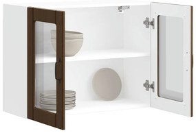 vidaXL Armário de parede cozinha porta vidro Lucca carvalho castanho