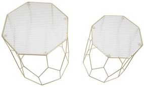CONJUNTO DE 2 MESAS DE APOIO DOURADO Ø 37X47-31X42 CM