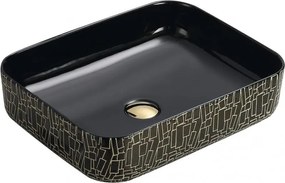 Mexen Lorita lavatório de sobrepor 51 x 39 cm, preto/dourado - 22135163