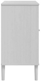 Aparador SENJA aspeto de vime 80x40x80 cm pinho maciço branco