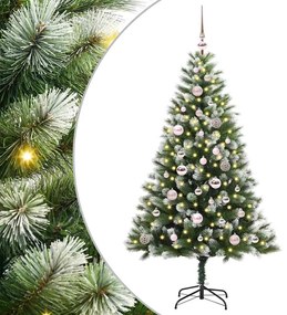 vidaXL Árvore de Natal Artificial com Dobradiças e Neve Coberta 150 cm