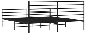 Estrutura de cama com cabeceira e pés 183x213 cm metal preto