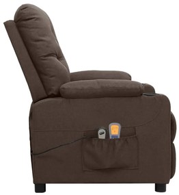 Poltrona de massagens elétrica reclinável tecido castanho