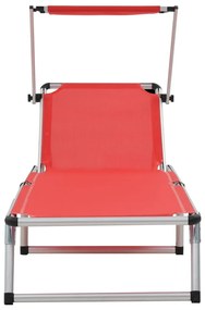 Espreguiçadeiras dobráveis c/ teto 2pcs alum/textilene vermelho