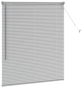 Persiana de Janela com cortinas Manual Prata 80 x 130 cm Alumínio
