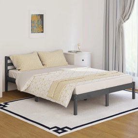 vidaXL Estrutura de cama 140x200 cm pinho maciço cinzento