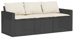 6 pcs conjunto sofás de jardim c/ almofadões vime PE preto