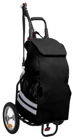 vidaXL Reboque para bicicleta com saco de compras preto