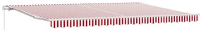 Toldo Retrátil Manual Listrado Vermelho e Branco 500x350 cm