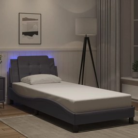 vidaXL Estrutura de cama com LED sem colchão Zadar 90x190 cm cinzento