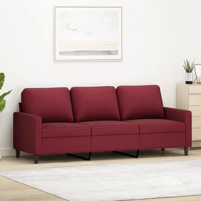 vidaXL Sofá de 3 lugares veludo 180 cm vermelho tinto
