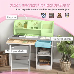 Conjunto de Secretária Infantil e Cadeira Ergonómica, 90 x 45 x 90 cm, Espaços de Arrumação, Cinzento
