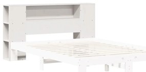 Cabeceira com arrumação 120 cm madeira de pinho maciça branco