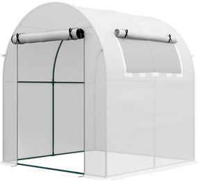 Outsunny Estufa de Jardim 180x180x200 cm Estufa Tipo Túnel Pequena com Porta Enrolável e Janela de Malha para Cultivar Plantas Flores Branco