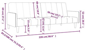 Sofá-cama de 2 lugares veludo preto
