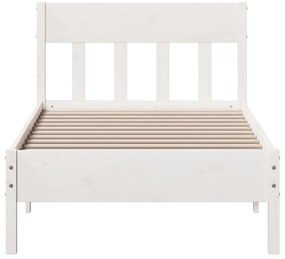 Cama sem colchão 75x190 cm madeira de pinho maciça branco