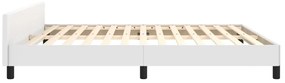 Estrutura cama c/ cabeceira 160x200 cm couro artificial branco
