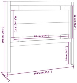Cabeceira de cama 105,5x4x100 cm pinho maciço cinzento