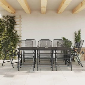 vidaXL 9 pcs conjunto de jantar para jardim rede de metal antracite