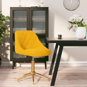 vidaXL Cadeira de jantar giratória veludo amarelo mostarda