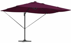 Parasol Cantilever Roma com LEDs Vermelho Bordeaux, 352 x 251 x 265 cm