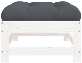 Apoio de pés p/ jardim c/ almofadão pinho maciço branco
