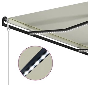 Toldo retrátil com sensor de vento e LED 300x250 cm cor creme