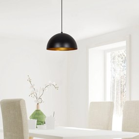 Candeeiro de Teto Sivani – Preto e Dourado – Diâmetro 30 cm, Altura 11