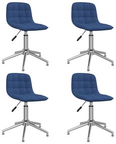 3086785 vidaXL Cadeiras de jantar giratórias 4 pcs tecido azul