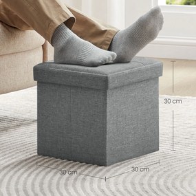 Banco com espaço de arrumação 30 x 30 x 30 cm cinzento claro