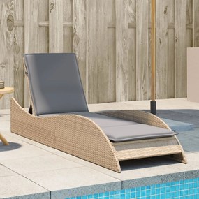 vidaXL Espreguiçadeira com almofadão 60x205x73 cm vime PE bege