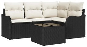 Conjunto de Sofá de Jardim de 4 Peças com Almofadas Marrom Vime