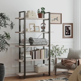 Estante vintage com 5 prateleiras 33,5 x 105 x 177,5 cm greige-preto