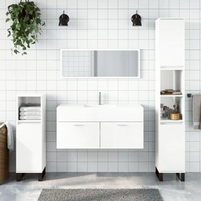vidaXL Armário WC com espelho derivados de madeira branco brilhante