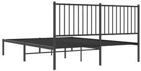 Estrutura de cama em metal com cabeceira 150x200 cm preto