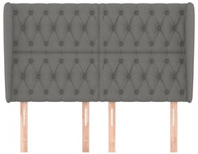 Cabeceira cama c/ abas tecido 147x23x118/128 cm cinzento-escuro