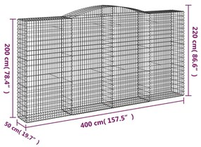 Cestos gabião arqueados 10 pcs 400x50x200/220 ferro galvanizado