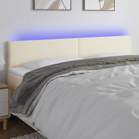 vidaXL Cabeceira de cama c/ LED 160x5x78/88 cm couro artificial creme