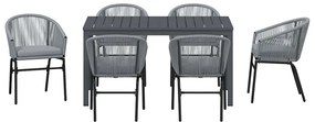 Conjunto de Jantar para Jardim Manual 7 pcs Cinzeto Grande