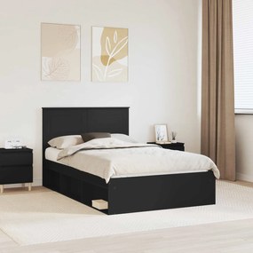 vidaXL Estrutura da Cama Preto 120 x 190 cm Madeira de Pinheiro Sólida