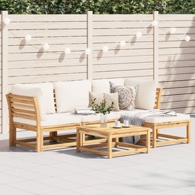 vidaXL 5 pcs conjunto lounge de jardim c/ almofadões acácia maciça