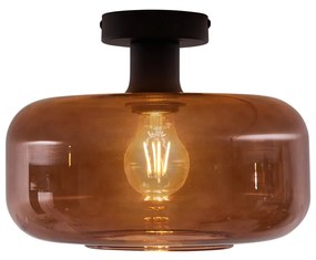 Candeeiro de Teto Retro Preto com Vidro Bronze - Bizle Retro