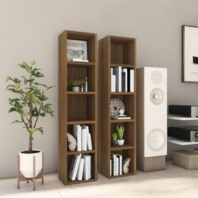 vidaXL Armários para CDs 2 pcs 21x16x93,5cm derivados madeira castanho