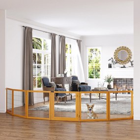 Barreira de segurança para cães 432 x 36 x 70 cm barreira dobrável de 6 painéis com pés amovíveis, amarela