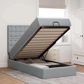 Estrutura cama otomana colchão 90x190 cm tecido cinzento claro
