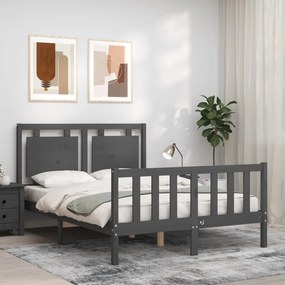 Estrutura de cama com cabeceira 120x200 cm madeira maciça cinza