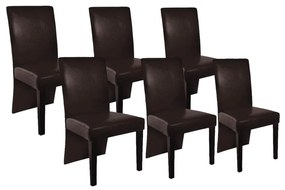 vidaXL Cadeiras de jantar 6 pcs couro artificial castanho-escuro
