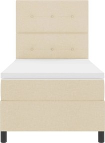 vidaXL Cama Box com colchão com led Creme 80 x 200 cm tecido