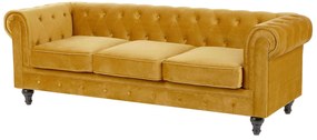 Conjunto de sofás com 4 lugares em veludo amarelo mostarda CHESTERFIELD Beliani