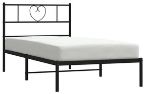 Estrutura de cama com cabeceira 90x190 cm metal preto